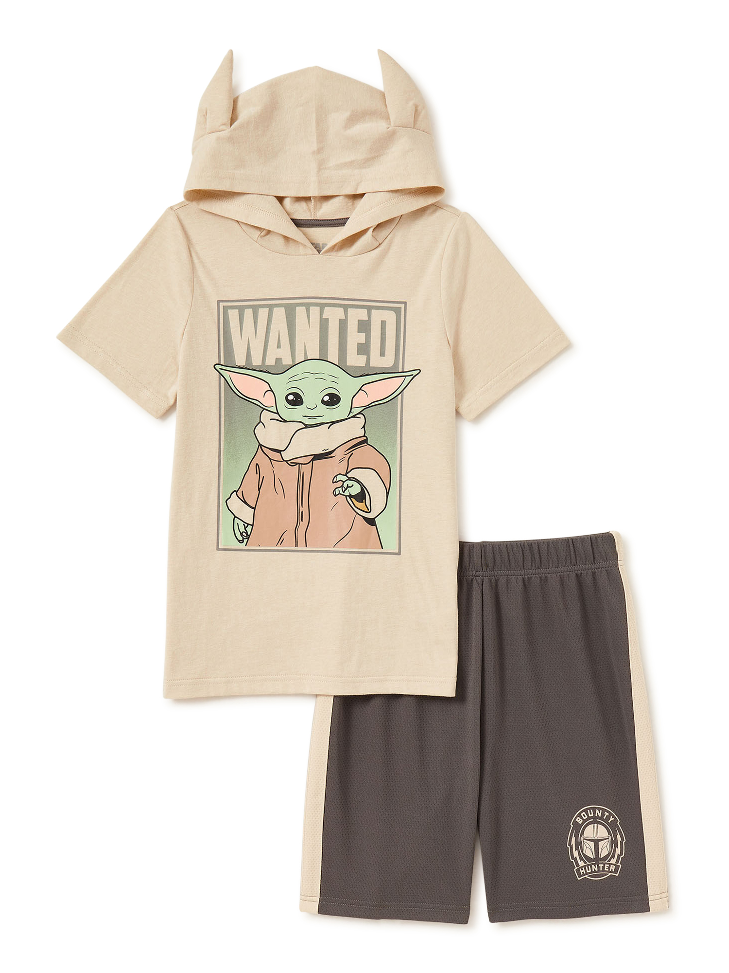 Baby Yoda Boys Hoodie T-Shirt \u0026 Shorts, 2 Piece Outfit Set, Sizes 4-12